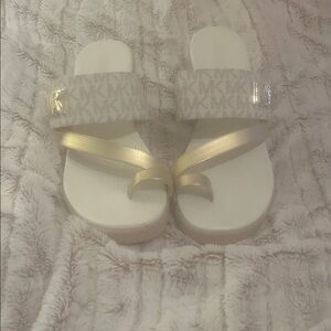 MICHAEL Michael Kors Gold and Cream Sandals